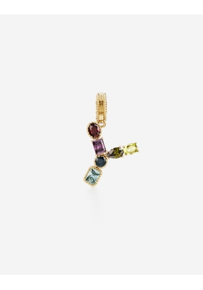 Dolce & Gabbana Charm Y Lettering 18-carat Yellow Gold And Multicolored Gems - Woman Charms Gold Onesize