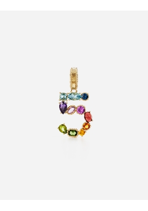 Dolce & Gabbana 18 Kt Yellow Gold Rainbow Pendant With Multicolor Finegemstones Representing Number 5 - Woman Charms Gold Onesize