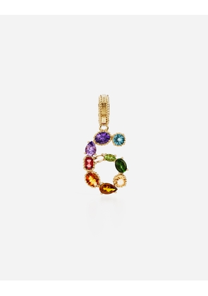 Dolce & Gabbana 18 Kt Yellow Gold Rainbow Pendant With Multicolor Finegemstones Representing Number 6 - Woman Charms Gold Onesize