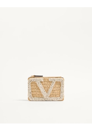 Valentino Garavani Valentino Garavani Viva Superstar Small Pouch In Synthetic Raffia Woman NATURAL/BUTTER UNI