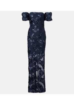 Rotate Floral-applique mesh gown