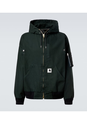 Sacai x Carhatt hooded cotton puffer jacket