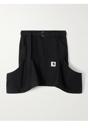 Sacai - + Carhartt Wip Belted Draped Cotton-canvas Mini Skirt - Black - 0,1,2,3,4