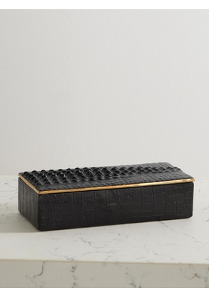 L'Objet - Gold-plated Croc-effect Porcelain Trinket Box - Black - One size