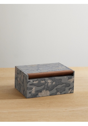 L'Objet - Fortuny Isole Camouflage-print Twill And Wood Box - Blue - One size
