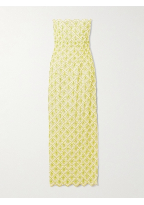 Clio Peppiatt - Ariel Strapless Scalloped Embellished Satin Gown - Green - XS,S,M,L