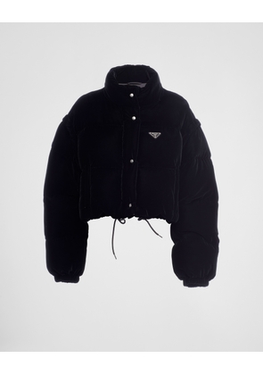 Convertible cropped velvet down jacket