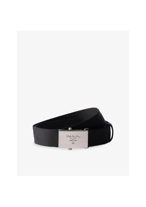 Mens Prada Logo-Plaque Cotton Tape Belt