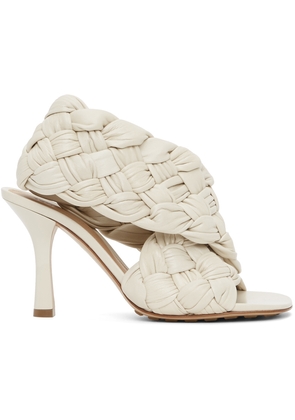 Bottega Veneta Off-White Intrecciato Board Heeled Sandals