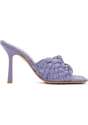 Bottega Veneta Purple Raffia Stretch Heeled Mules