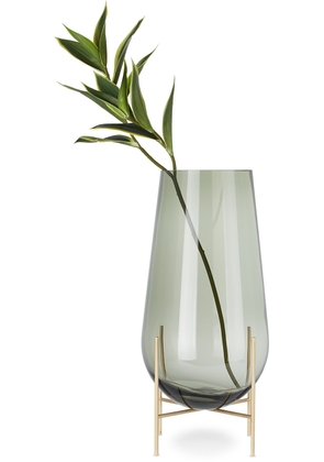Audo Copenhagen Smoke Glass & Brass Medium Échasse Vase