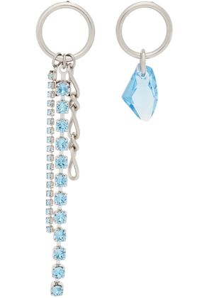 Justine Clenquet SSENSE Exclusive Silver & Blue Ewan Earrings