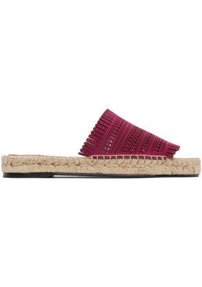 ALAÏA Pink Suede Openwork Flat Sandals