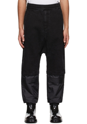 JERIH Black Denim & Nylon Cuffed Pants