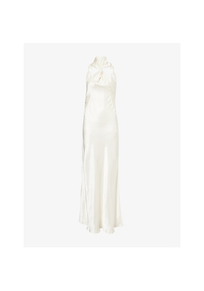 Womens The Attico Halterneck Open-Back Satin Maxi Dress