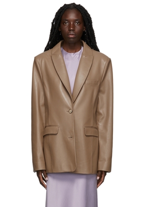 The Mannei Taupe Leather Kerak Blazer