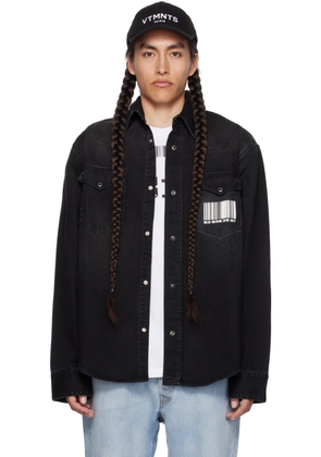 VTMNTS Black Barcode Denim Shirt
