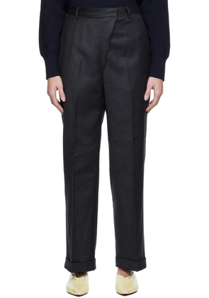 DRAE Gray Oblique-Front Trousers
