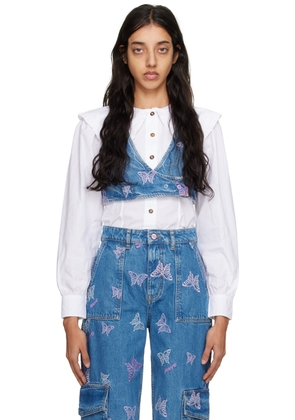 GANNI Blue Embroidered Tank Top