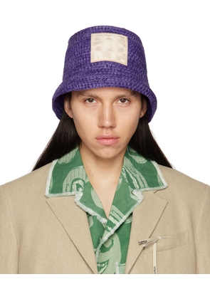 JACQUEMUS Purple Le Raphia 'Le Bob Ficiu' Hat