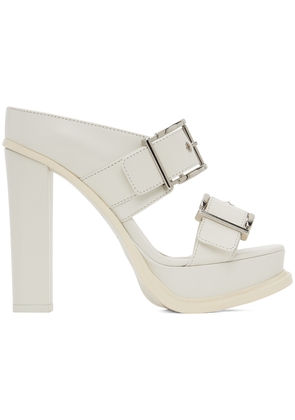 McQueen White Platform Buckle Heeled Sandals