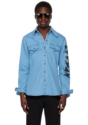 LU'U DAN Blue Printed Denim Shirt