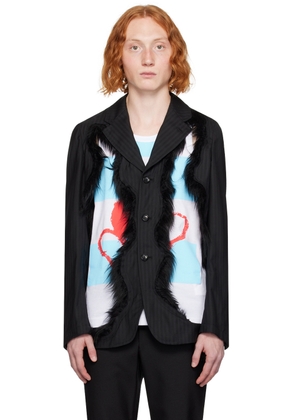 Comme des Garçons Homme Plus Black Cutout Faux-Fur Blazer