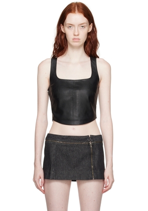 Miaou Black Zola Leather Tank Top