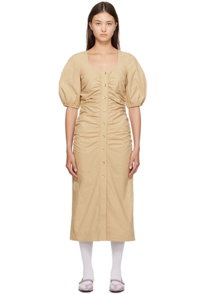 GANNI Beige Gathered Maxi Dress
