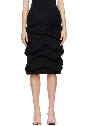 We11done Black Tucked Midi Skirt