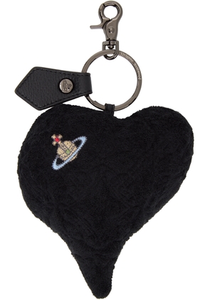 Vivienne Westwood Black Towelling Plush Heart Keychain