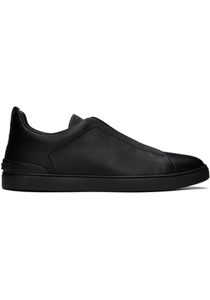 ZEGNA Black Deerskin Triple Stitch Sneakers