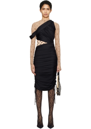 Marine Serre Black Jersey Draped Midi Dress