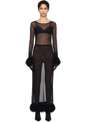 Marine Serre Black Mesh Jersey Long Maxi Dress