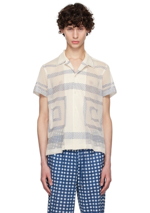 Bode Off-White Tile Stitch Shirt