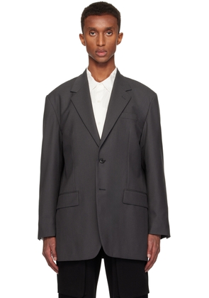 YLÈVE Gray Tropical Wool Blazer