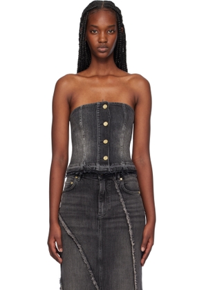 GANNI Black Washed Denim Top