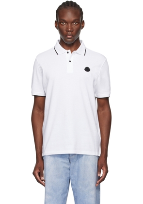 Moncler White Logo Patch Polo
