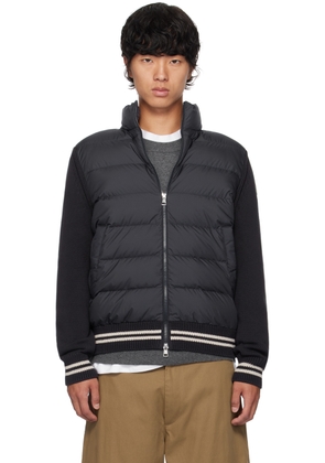 Moncler Navy Paneled Down Cardigan