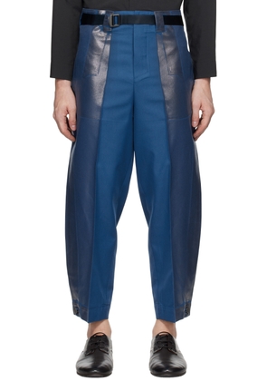 132 5. ISSEY MIYAKE Blue Tucked Foil Trousers