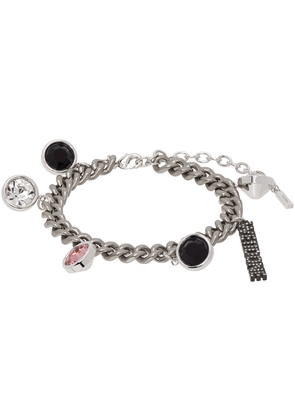 We11done Silver Crystal Stone Charm Bracelet