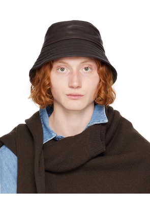 Dries Van Noten Brown Leather Bucket Hat