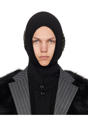 Simone Rocha Black Pointed Merino Silk Knit Balaclava