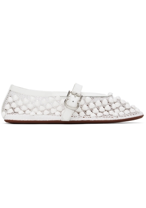 ALAÏA White Studs Fishnet Ballerina Flats