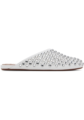 ALAÏA White Strass Lambskin Mules