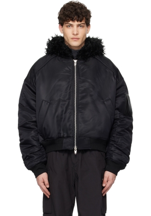 Juun. J Black Faux Fur MA-1 Reversible Bomber Jacket