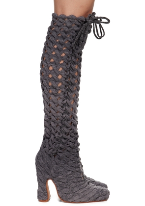 Isa Boulder SSENSE Exclusive Gray Spiral Cable Boots