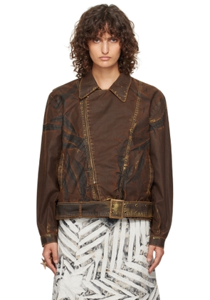 Masha Popova Brown Oversized Double Rider Jacket