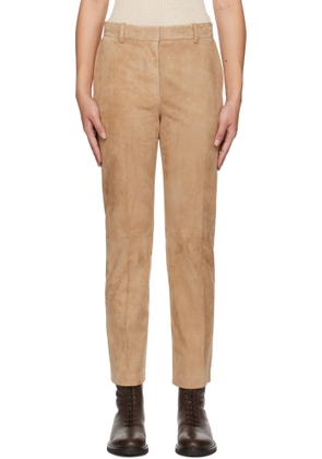 Joseph Beige Stretch Coleman Suede Trousers