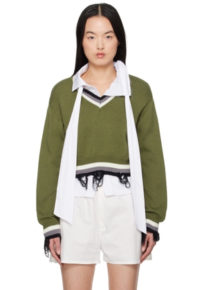 Ottolinger Green Cropped V-neck Sweater